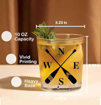 Nogrit Lake House Decor Whiskey Glasses 10 Oz, Beach Wine Old Fashioned Rocks - Image 3