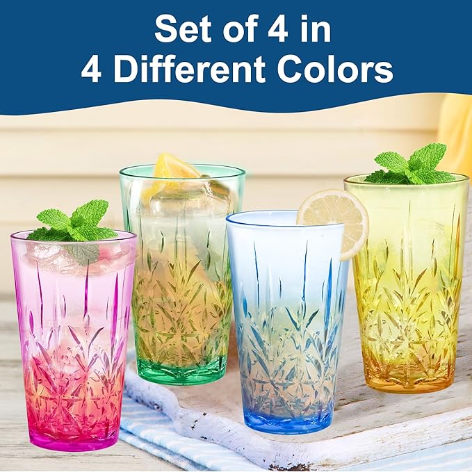 Lily's Home 18oz Unbreakable Premium Drinking Tumblers Set of 4, BPA-Free - Image 4