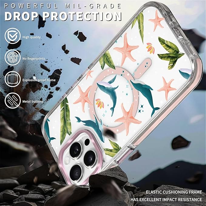 Case for iPhone 15 Pro Max, Sealife Whale Ocean Wildlife Clear Phone Case - Image 5