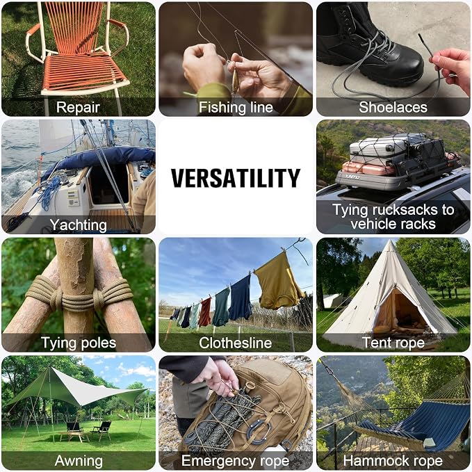 Paracord Rope 550 lb - 50ft 5/32" Parachute Cord 4MM 7-Strand para Cord - Heavy - Image 6