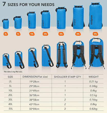 Unigear Dry Bag Waterproof, 2L/5L/10L/20L/30L/40L Floating and Lightweight Bags - Image 3