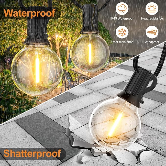 GPATIO Outdoor String Lights - 30FT Waterproof Patio Lights - Image 5