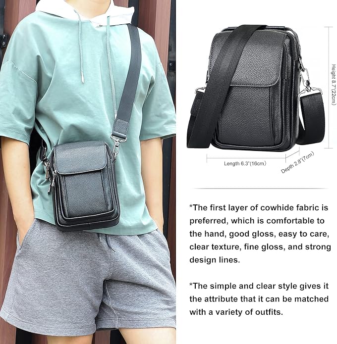 Augus Leather Small Messenger Bag - Image 2