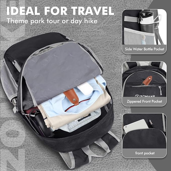ZOMAKE Lightweight Packable Backpack 30L, Foldable Hiking Backpacks Water - Image 4