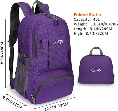 G4Free 40L Lightweight Packable Hiking Backpack, Waterproof Travel Daypack - Image 4
