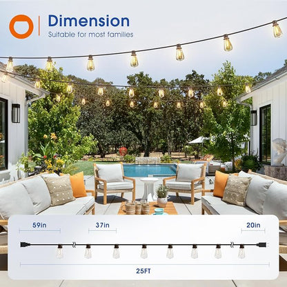 addlon 25FT LED Outdoor String Lights Waterproof Patio Lights - Image 6