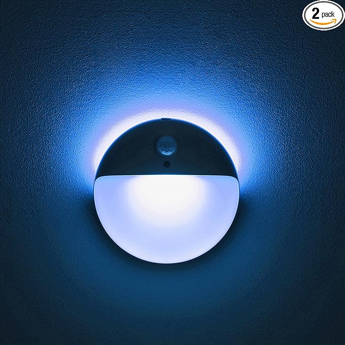 YUNLEX 2 Pack Azure Battery Night Light, Motion Activated Night Light, 2.6" by YUNLEX