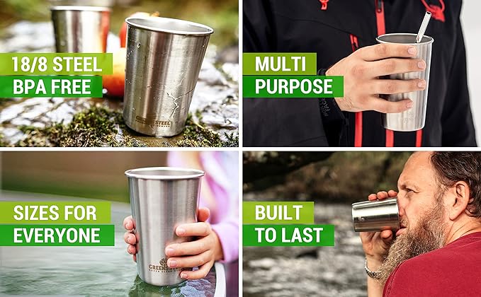 Greens Steel #1 Premium Stainless Steel Cup, 16 oz Pint Cups Premium Metal Cups - Image 5