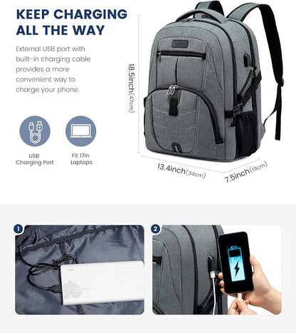 LOVEVOOK 17 inch DarkGrey Travel Laptop Backpack - Image 3