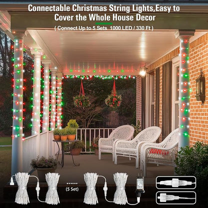 JMEXSUSS 200 LED Red White and Green Christmas Lights Outdoor, 66ft String - Image 2