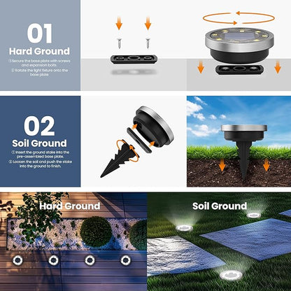 SOLPEX 10 Pack Solar Ground Lights Outdoor Waterproof, Solar Powered Pathway - Image 4