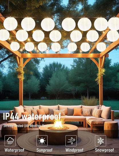 Lantern String Lights Outdoor, 27.5FT White Lantern String Lights Plug in - Image 4