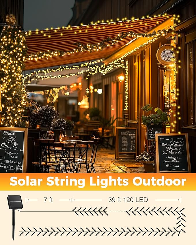 Brightown 2 Pack Solar String Lights Outdoor Waterproof, 92Ft 240 LED Solar - Image 6