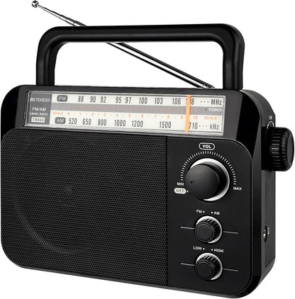 Retekess TR604 AM FM Radio, Portable Radio Plug in Wall, D Battery Operated by Retekess