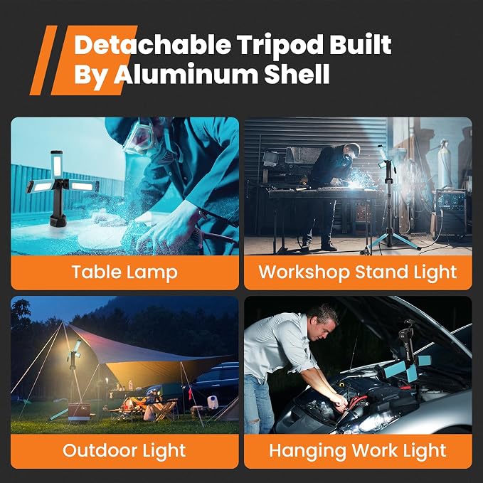 Rechargeable Work Light with Stand, GoGonova Cordless Work Light with Triple - Image 5