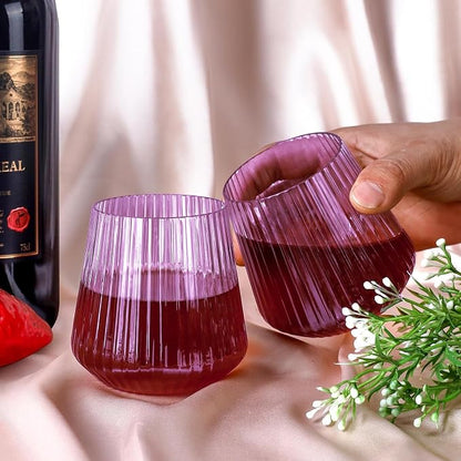Lueumxc 40 Pack Plastic Ribbed Wine Glasses, 14Oz Origami Disposable Wine - Image 8