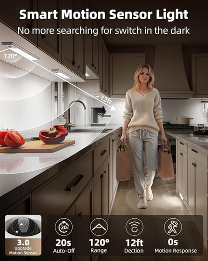 EZVALO 5-Pack Under Cabinet Lighting, 2400mAh Rechargeable Motion Sensor Light - Image 3