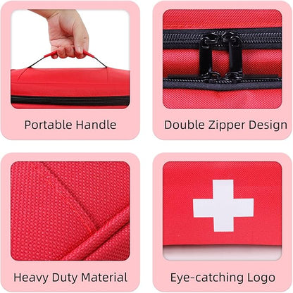 ALSLEA First Aid Bag Empty First Aid Kit Storage Box 12" x 9" x 7" Medical Bag - Image 2