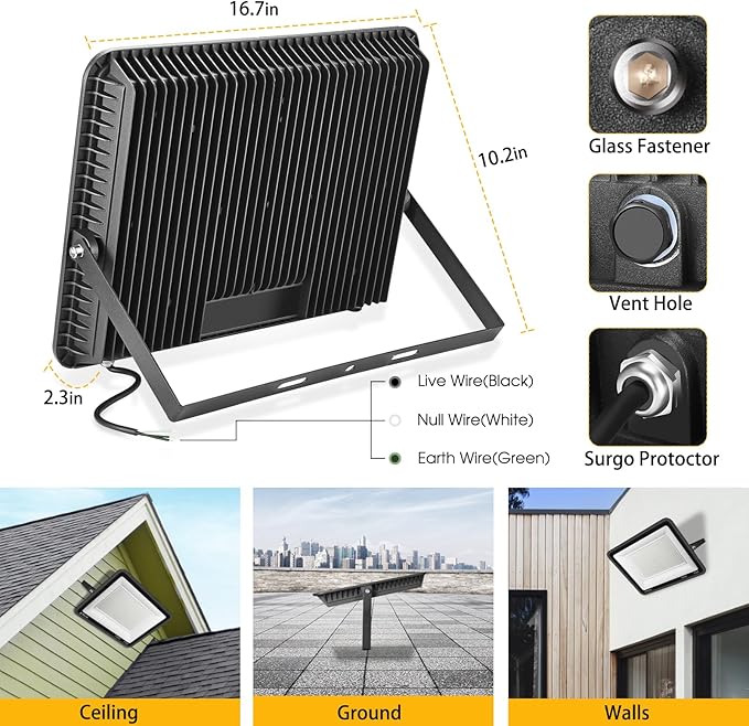 XYCN 2pack 400W LED Flood Lights Outdoor, 5000K Daylight White 50000LM Super - Image 2