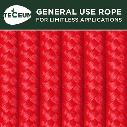 TECEUM Rope – 150 Feet x 1/4 Inch – Red – Strong All-Purpose Utility Rope – - Image 9