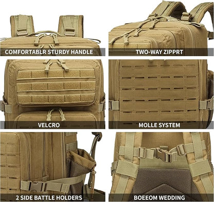 Military Tactical Backpack 45L/25L 3 Day Assault Pack Molle Daypack Hiking - Image 4