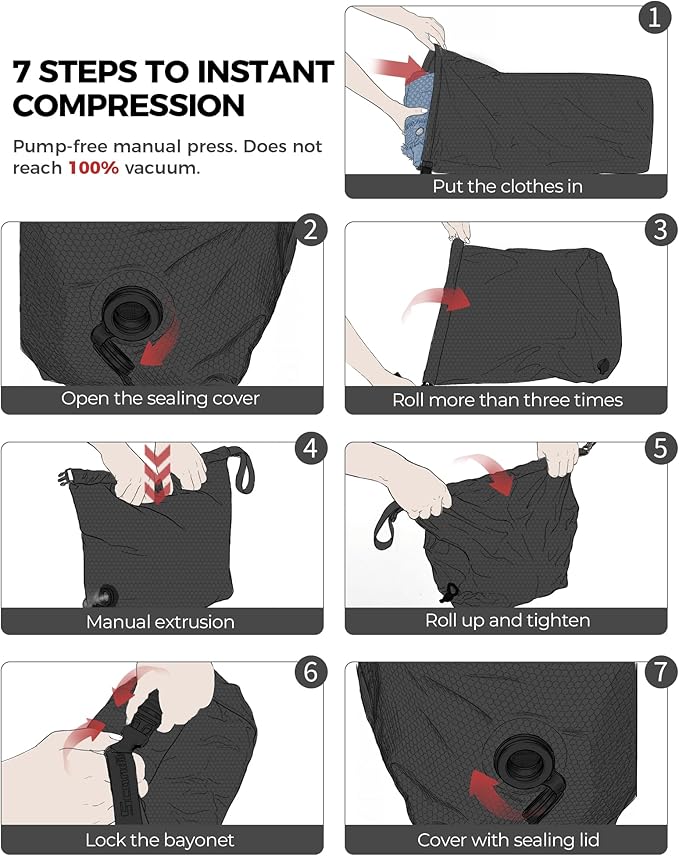 Travel Laundry Bag, Pump-Free Vacuum Compression Dirty Clothes Bag, Extra Large - Image 7