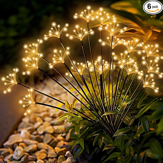 Solar Garden Lights 6 Pack Waterproof Solar Swaying Starburst Light Outdoor by Yaafen