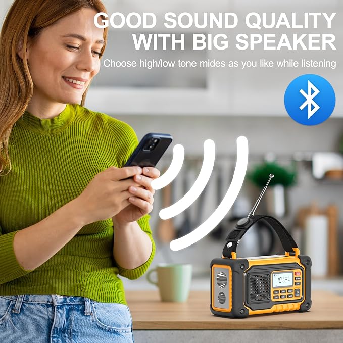 Emergency Weather Radio, AM/FM/SW/NOAA Hand Crank Radio - Image 8