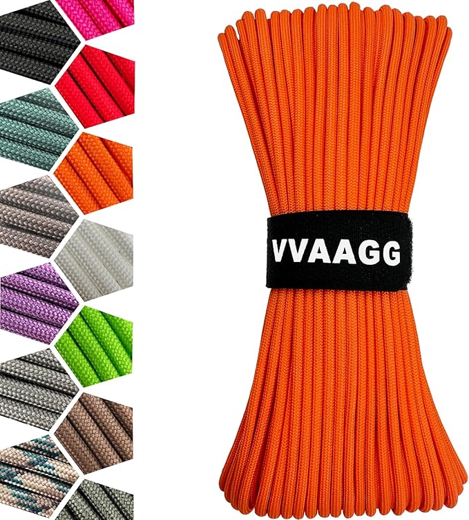 VVAAGG 1000 Orange Paracord 200FT Utility Parachute Cord 4mm Nylon String12 by ParacordSpecialist
