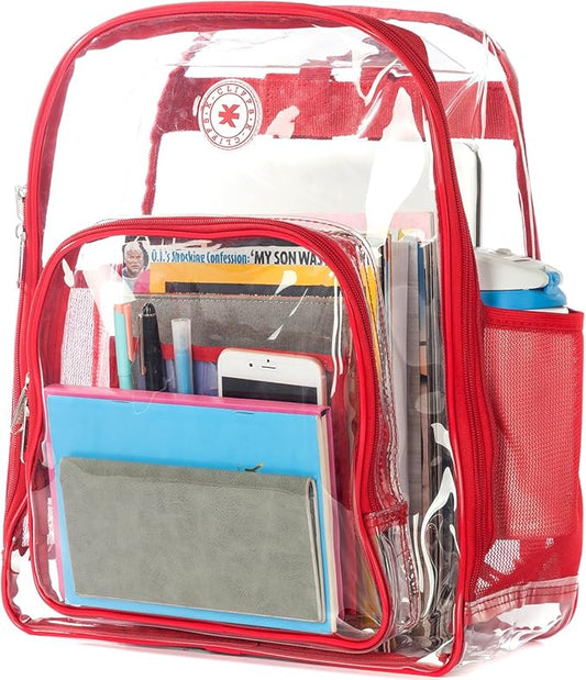 K-Cliffs Large Transparent Backpack Clear Heavy Duty School Bag Durable Student by K-Cliffs
