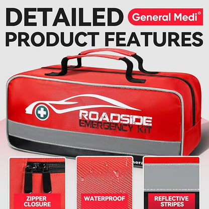 General Medi 127-Pieces Roadside Car Emergency Kit Include Mini First Aid Kit - Image 4