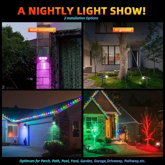 LEREKAM Solar Spotlights Outdoor, 40 LED s Color Changing RGB Waterproof - Image 3