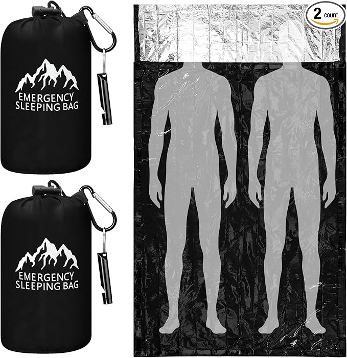 Oudain 2 Pcs XL Emergency Sleeping Bag 94.5" x 49.2" Waterproof Survival by Oudain