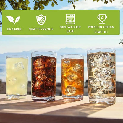 Lily's Home Unbreakable Highball Tumblers, Made of Shatterproof Tritan Plastic - Image 6