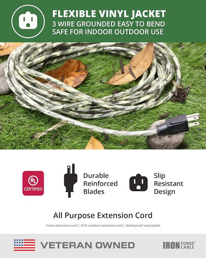 Iron Forge Cable Camo Outdoor Extension Cord 50 ft, 16/3 SJTW 50 Foot - Image 6