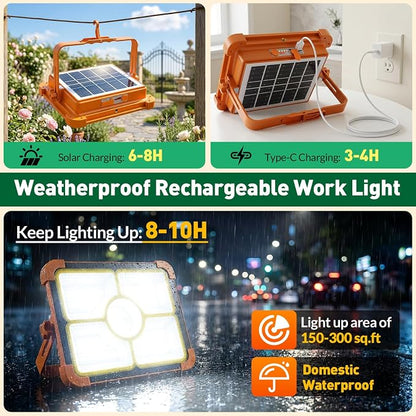 Solar Rechargeable Work Light, 474 LED 12000LM Portable Flood Lights, 12000mAh - Image 5