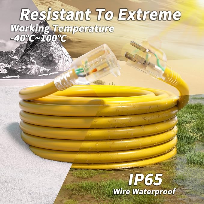 PlugSaf 100ft 12/3 Gauge Outdoor Extension Cord Waterproof - Image 7