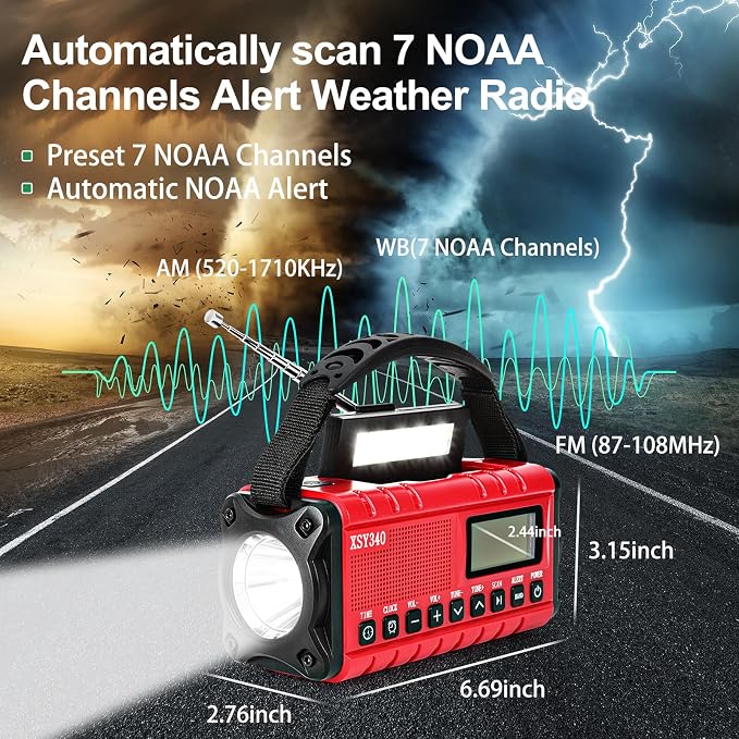 Emergency Weather Radio 10000mAh, Portable Radio - Image 2