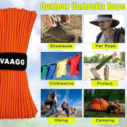 VVAAGG 1000 Orange Paracord 50FT Utility Parachute Cord 4mm Nylon String12 - Image 6