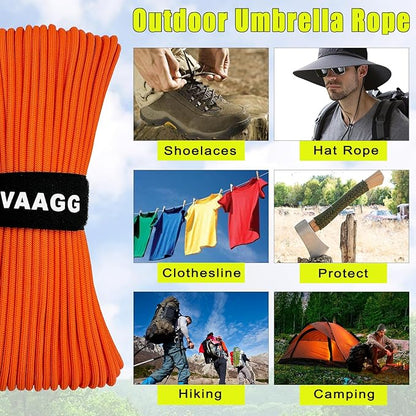 VVAAGG 1000 Orange Paracord100FT Utility Parachute Cord 4mm Nylon String12 - Image 5