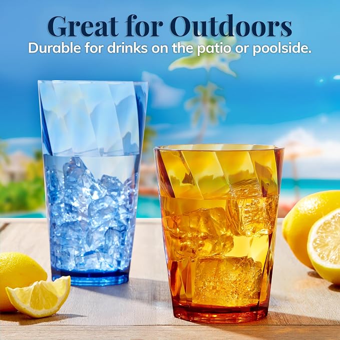 US Acrylic Optix Plastic Reusable Drinking Glasses 14oz Rocks & 20oz Water Cups - Image 7