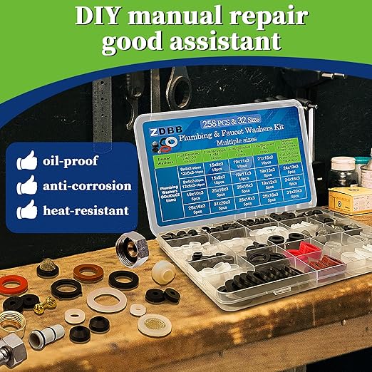 ZDBB 258 Pcs 2-in-1 Spigot Washer & Hose Gasket Kit - Image 2