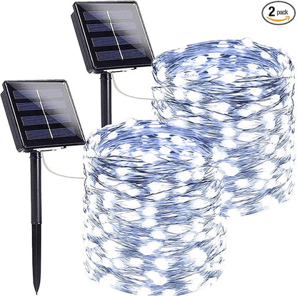 Extra-Long 144FT Solar String Lights Outdoor, 2 Pack 400LED Solar Fairy Lights by SANJICHA