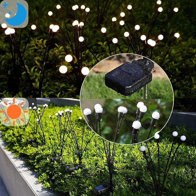 ZFNN Solar Garden Lights Outdoor, 4 Pack Firefly Swaying Lights, Waterproof - Image 3