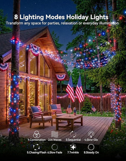 LitHome 4th of July Decorations Outdoor Waterproof, 99FT 300 LED String Lights - Image 2