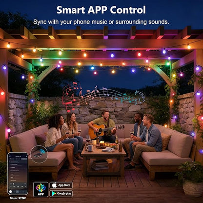 Beizelte Outdoor String Lights, 400FT RGB+IC Outside Light Dimmable - Image 6