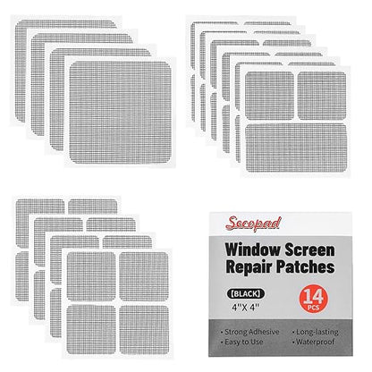 Secopad 14 Sheets Window Screen Patches Repair Kit, Strong Adhesive Fiberglass by Secopad