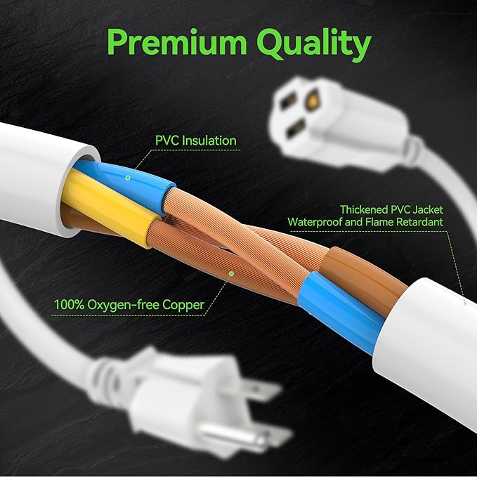 Power Extension Cord 7FT/84Inch, 3 Prong Grounded Electric Extension Cable - Image 3