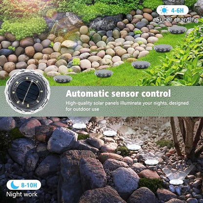 echosari Solar Ground Lights 12 Pack, Upgraded Solar Garden Lights Auto ON/Off - Image 2