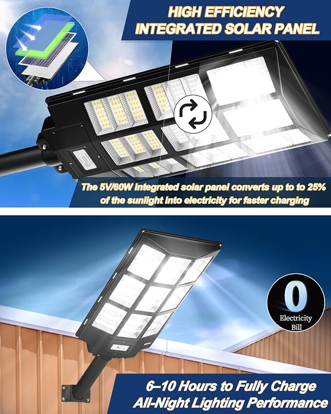 Ofuray Solar Street Lights Outdoor, Solar Security Flood Lights Parking Lot - Image 2